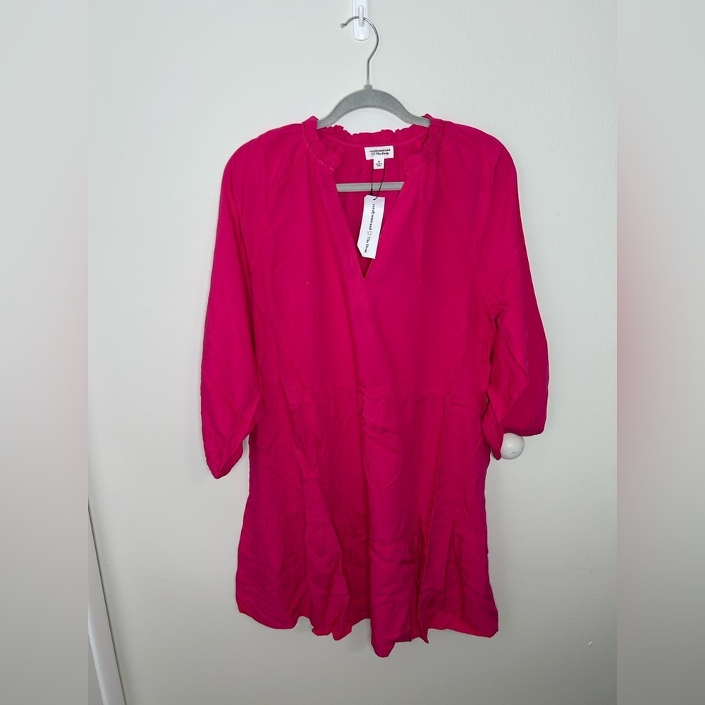 Pink Ruffle-Neck Tiered Mini Dress - Picture 3 of 6